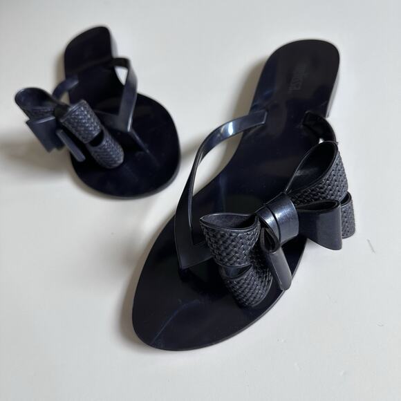 Melissa Shoes - Melissa Double Bow Jelly Sandals Women’s Size 7 Navy Blue Soft Girl Coquette